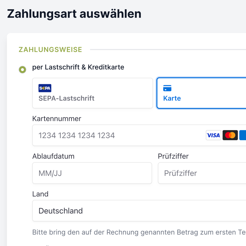 Ab sofort können eure Kunden Buchungen direkt online per Kreditkarte, Apple Pay, Google Pay oder Lastschrift bezahlen