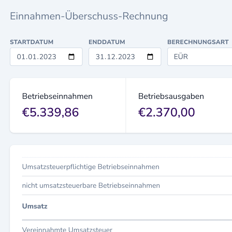 Die Einnahmen-Überschuss-Rechnung, auch "EÜR" genannt, ist eine Auswertung der betrieblichen Einnahmen und Ausgaben eines Unternehmens. Sie ist vor allem für kleine und mittelständische Unternehmen geeignet, da sie einfacher und schneller zu erstellen ist als die Bilanz.