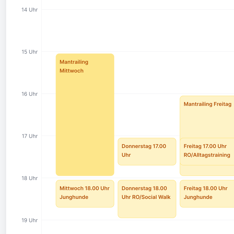 Der Wochenkalender auf der Buchungsseite ist eine nützliche Funktion, die es deinen Kunden ermöglicht, die Termine für die jeweilige Woche schnell und einfach zu erkennen.