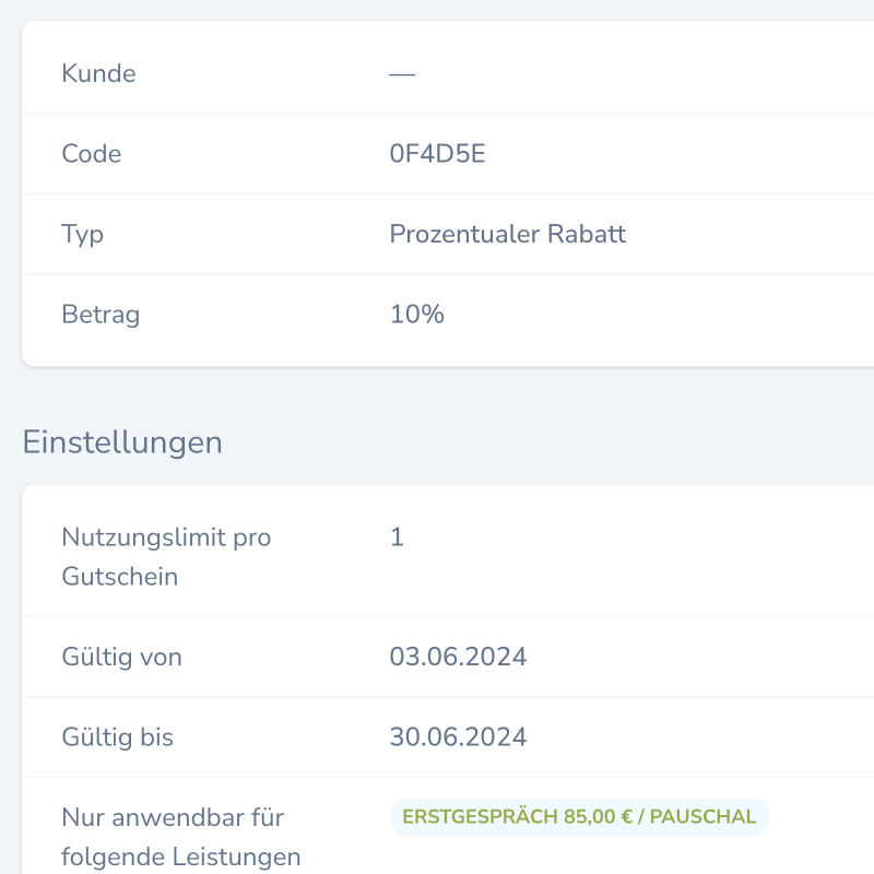 Entdecke jetzt die neuen Gutschein-Funktionen bei 123Hundeschule! Erstelle personalisierte Gutscheine, bestimme flexible Werte und Nutzungsoptionen, und füge sie bei Rechnungen hinzu. Perfekt für individuelle Angebote!