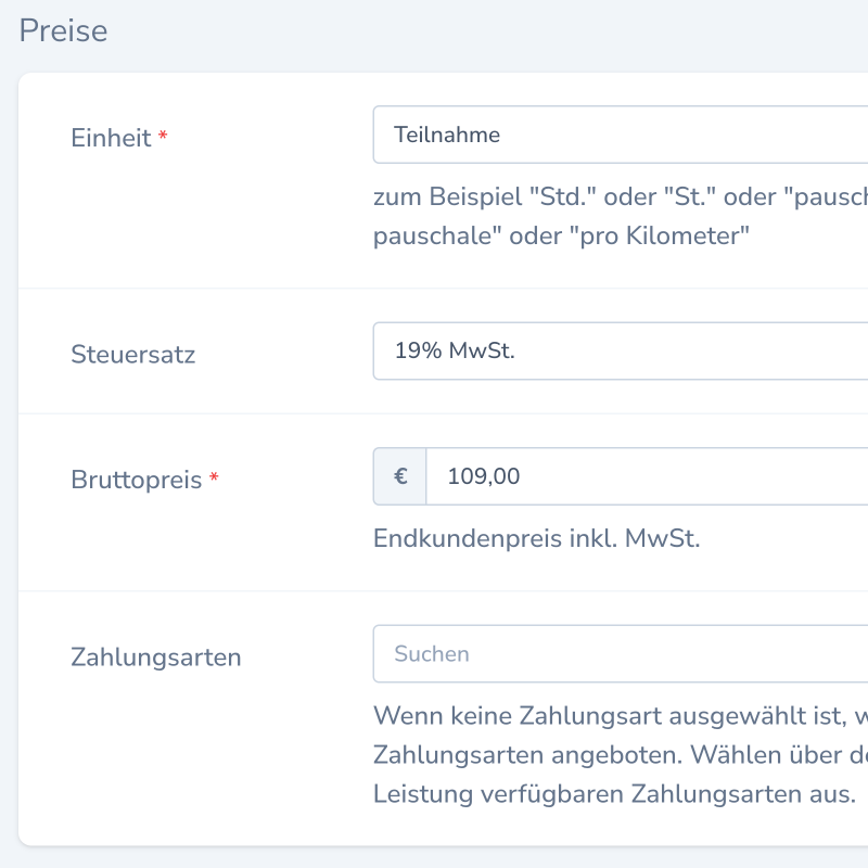 Jetzt Kunden als Teilnehmer:innen in Kursen eintragen, individuelle Zahlungsarten festlegen und vieles mehr. Verbessere deine Effizienz, behalte den Überblick und optimiere die Kommunikation mit deinen Kunden.