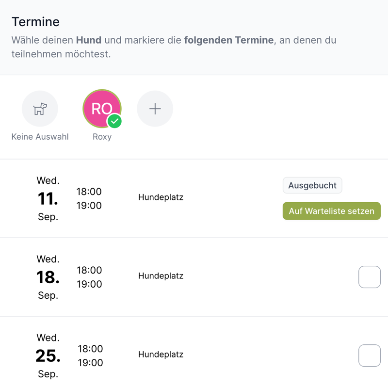 Die neue Warteliste vermeidet Überbuchungen und informiert automatisch bei freien Plätzen. Plus: Terminerinnerungen per E-Mail, Gutschein-Übersicht, bessere Kundenverwaltung und mehr! 🎉